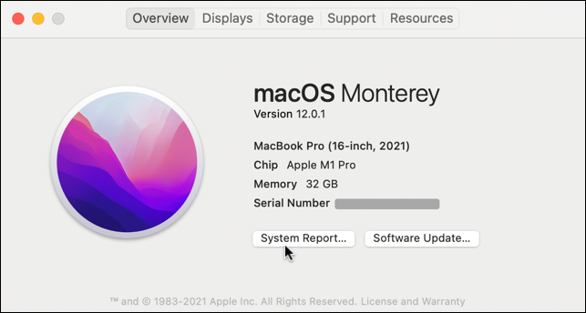 macos 12 - about this mac - m1