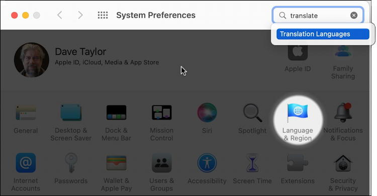 macos 12 system preferences - search for language