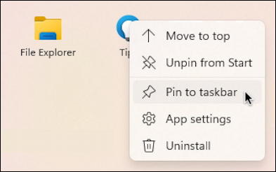 windows 11 start menu customization settings - app context menu pin taskbar