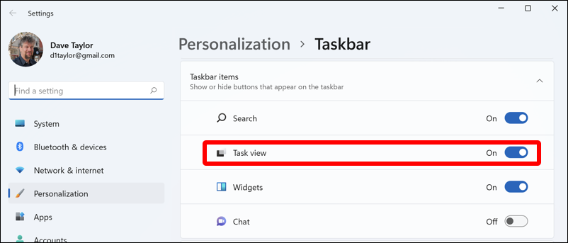 win11 settings personalization taskbar