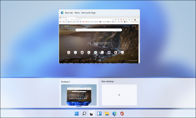 windows 11 win11 - taskbar - task view - virtual desktops - displayed