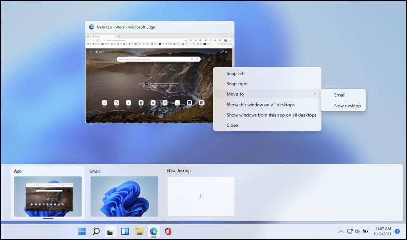 win11 virtual desktop spaces moving app to another desktop all