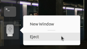 ubuntu linux - usb flash drive - new window / eject