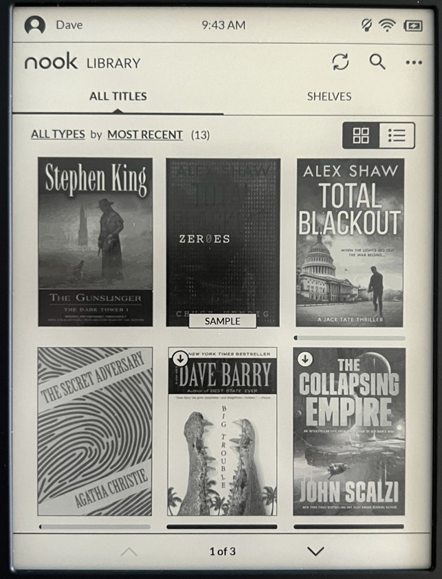 barnes & noble nook glowlight 4 - sideloaded downloaded epub books