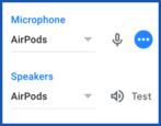 google meet hangouts - choose microphone speakers audio sound - settings