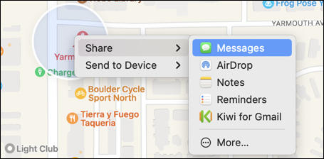 macos apple maps - share location with