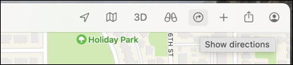 macos apple maps - navbar toolbar directions