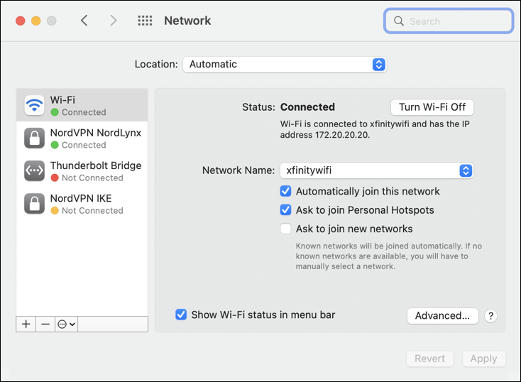 macos 12 - connected to wrong wifi network - system preferences