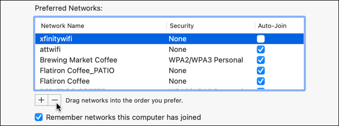 macos 12 - connected to wrong wifi network - delete xfinitywifi wifi network