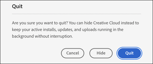 mac adobe creative suite - are you sure you want to quit?
