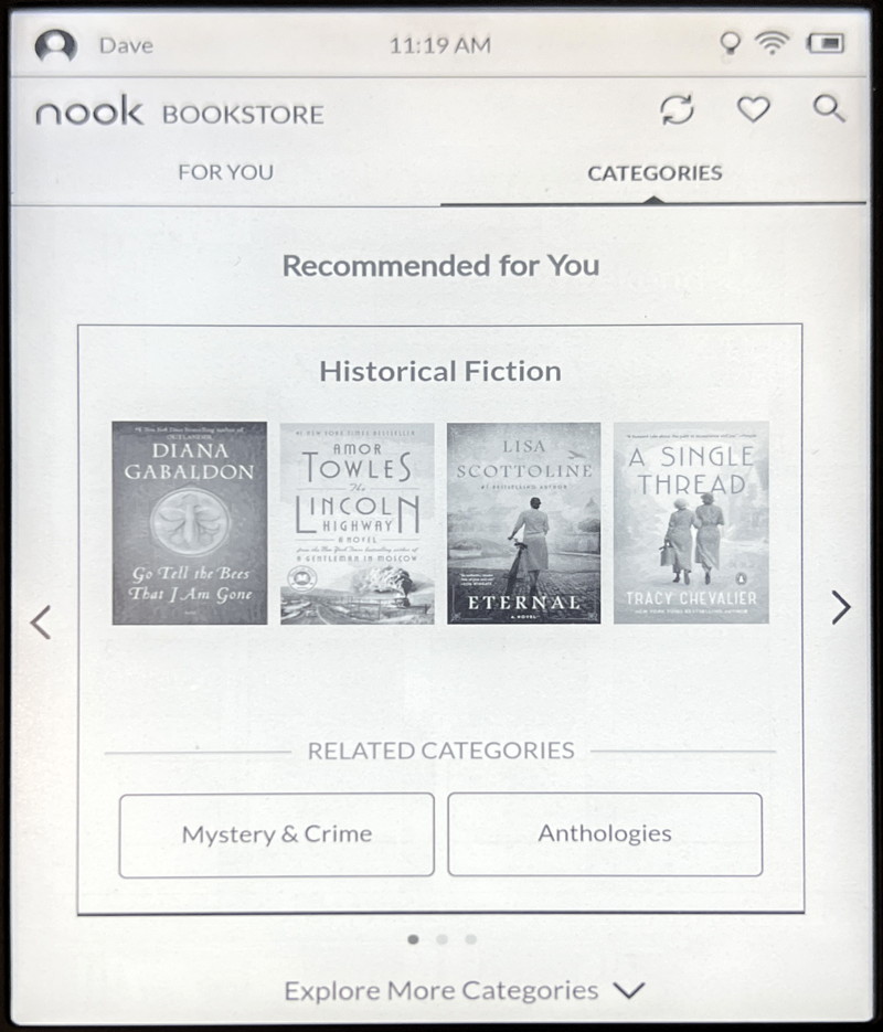 barnes & noble nook glowlight ebook reader - bookstore categories