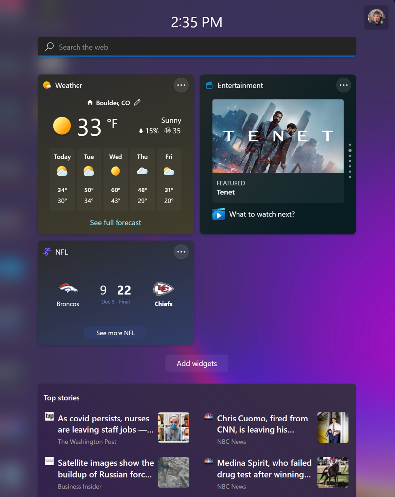 win11 widgets window desktop - 