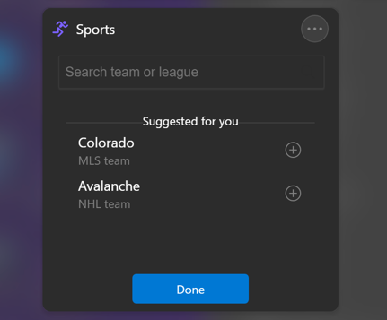 win11 widgets customize sports - customize widget