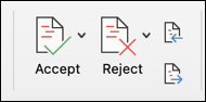 word for mac - revision tracking - accept reject revision change
