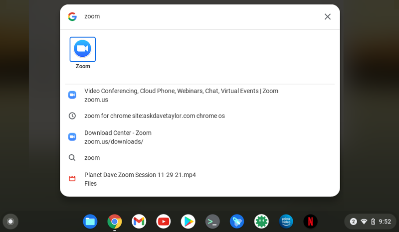 zoom for chromeos chromebook - search for 'zoom'