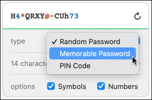 1password mac - generate memorable password