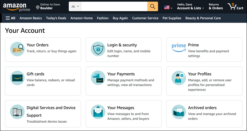 amazon enable 2fa two factor login security - main account options
