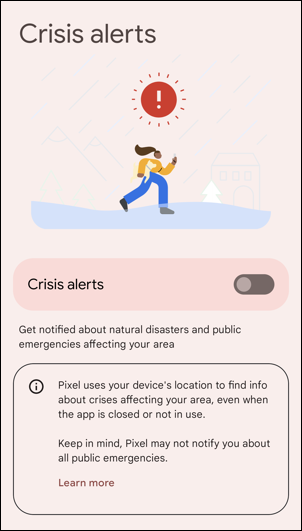 car crash detection android 12 - enable crisis alerts