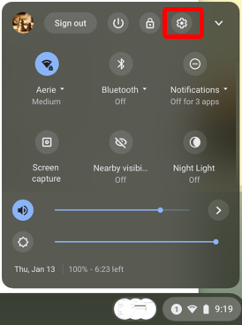 chrome os settings shortcut 