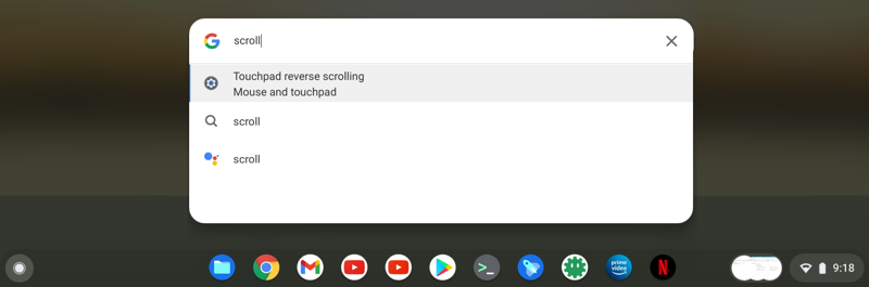 chromeos search 'scrolling'