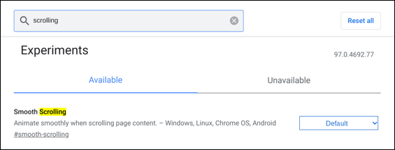 chrome os 97 scrolling experimental features flags