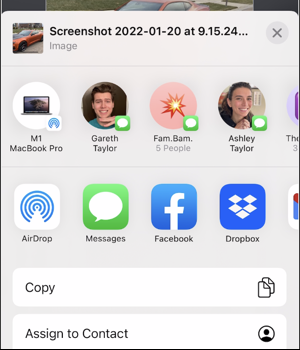 iphone share cropped screenshot photo - sharing window
