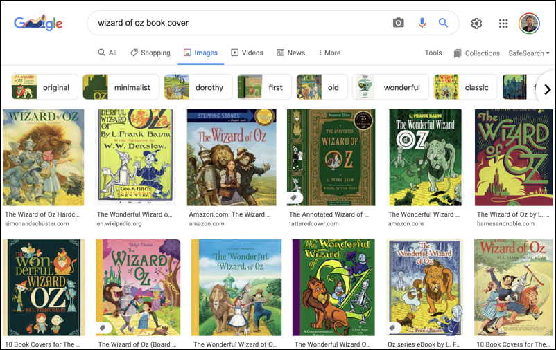 google image search - wizard of oz book cover