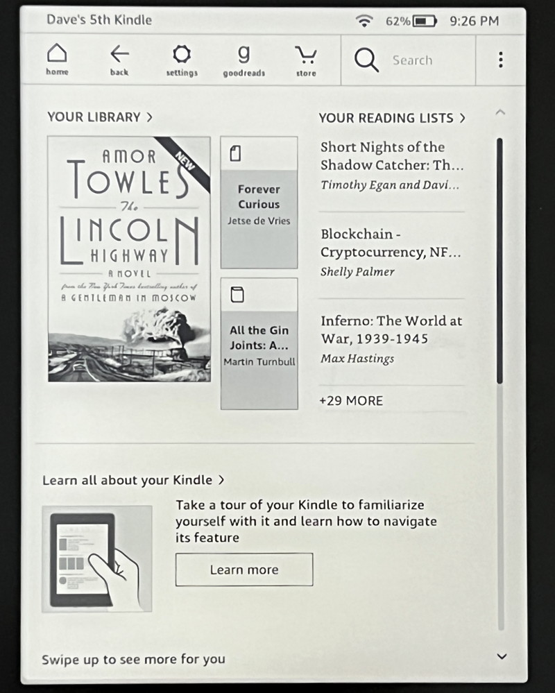 amazon kindle app phone - set up new kindle device - home screen with books