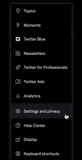 twitter web site - more menu