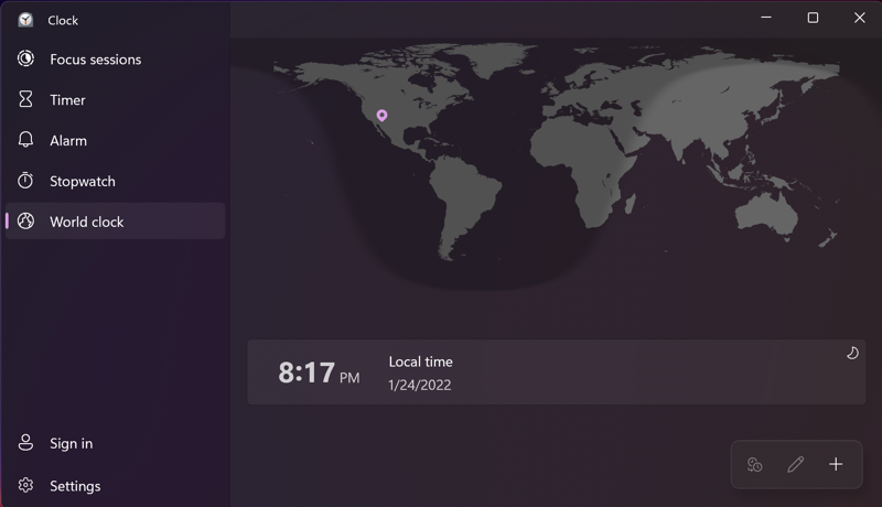 win11 clock app - world time