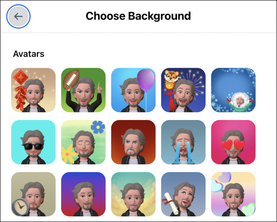 facebook post with 3d avatar - choose background avatar