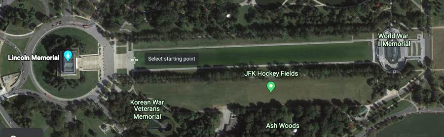 google earth web satellite - reflecting pool national mall - measure length