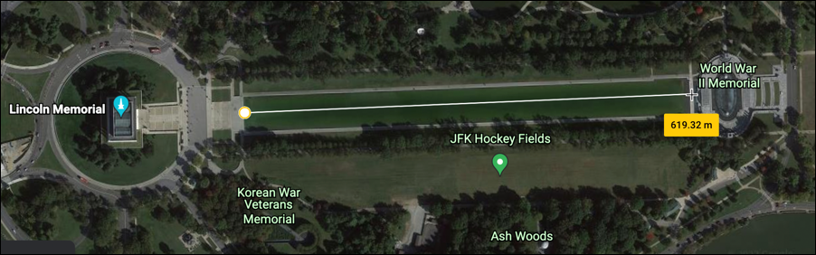 google earth web satellite - reflecting pool national mall - how long is the reflecting pool