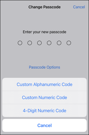 iphone ios - change password pin code - passcode options new