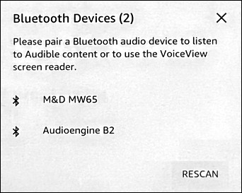 kindle paperwhite enable bluetooth audio audible - settings - list of options