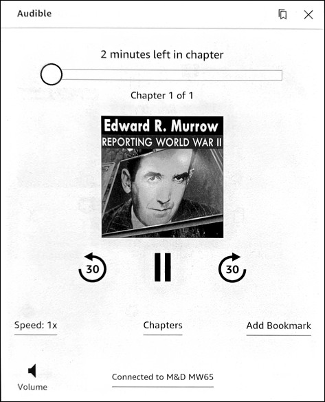 kindle paperwhite enable bluetooth audio audible - settings - listening to edward murrow london wwii audio audible radio