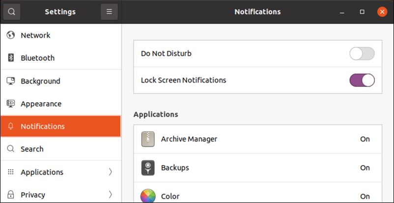 ubuntu linux - desktop lock screen notifications - disable - settings > notifications