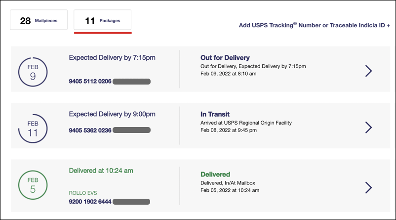 usps informed delivery - packages