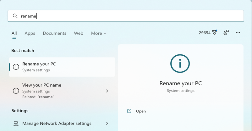 win11 search - change pc name windows 11