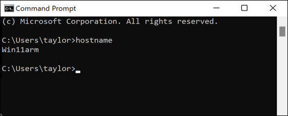win11 command prompt - hostname - pc name