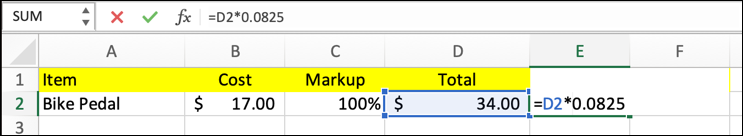 microsoft excel - simple spreadsheet - how to get started - tax calculated