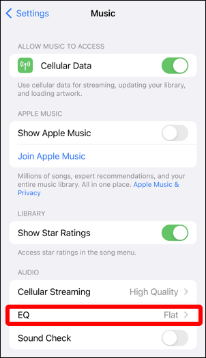 iphone music eq equalizer - settings > music