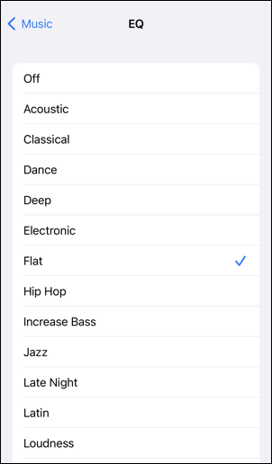 iphone music eq equalizer - preset options