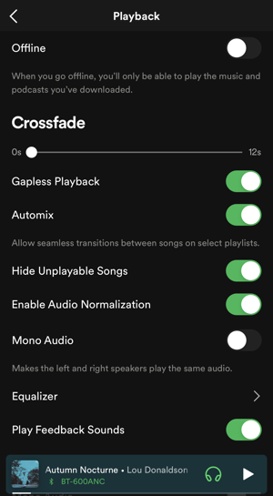 iphone music eq equalizer - spotify - playback options