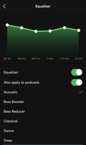 iphone music eq equalizer - spotify - eq equalizer shown