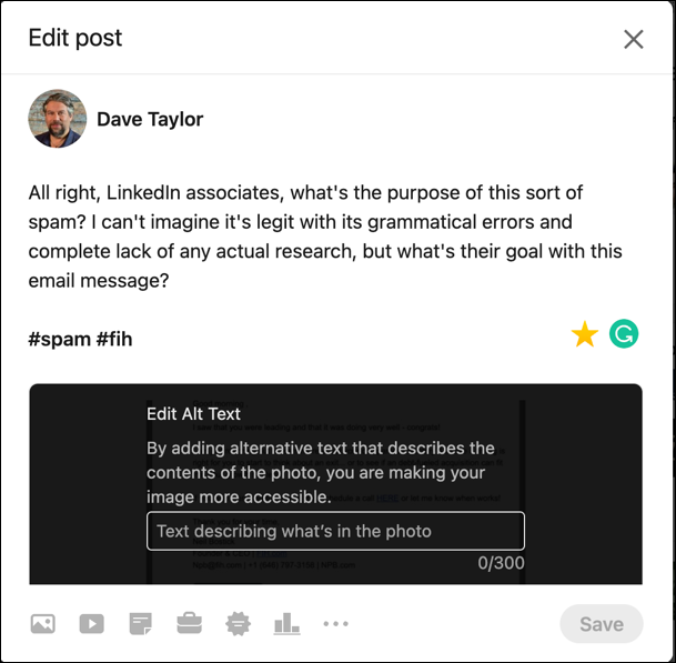 linkedin - delete post - edit post update change