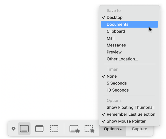 mac screenshot capture - change screenshot save location options