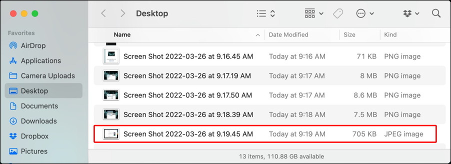 mac macos change screenshot capture filename format - screen capture JPEG format