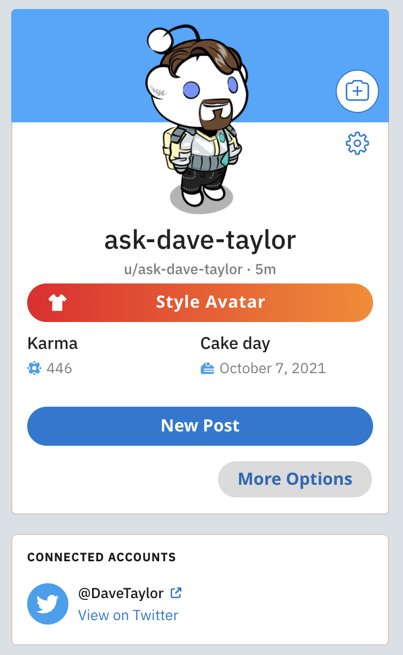 reddit pair link twitter account - profile for ask-dave-taylor with twitter link