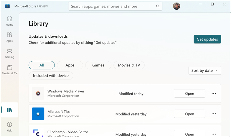 win11 new microsoft store interface - how to update apps - library check for updates